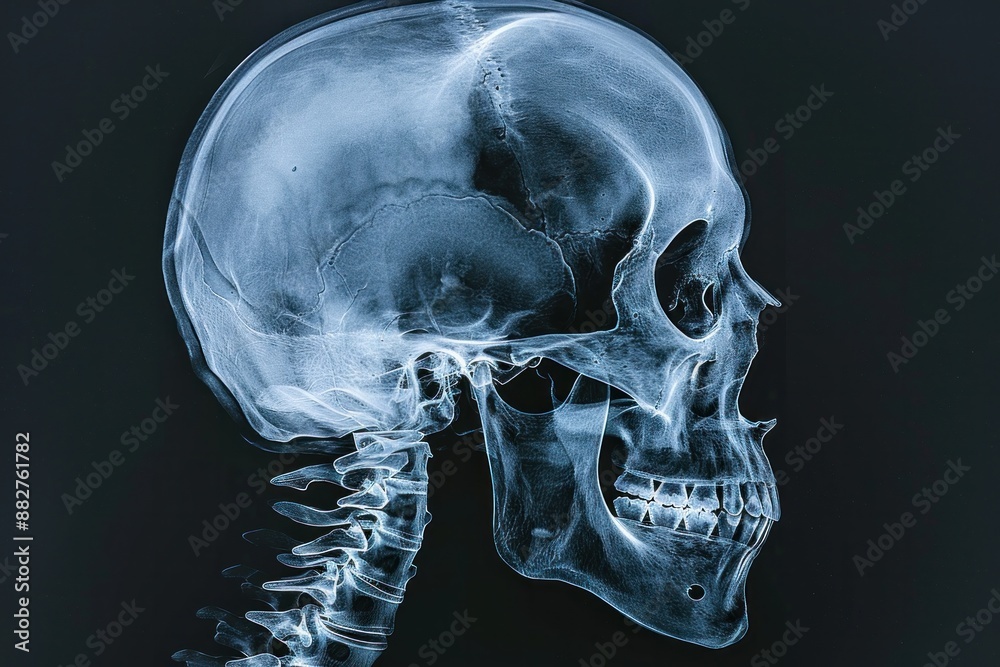 X-ray image of human skull, x-ray anatomy, skull bone structure X-ray image of human skull, x-ray anatomy, skull bone structure