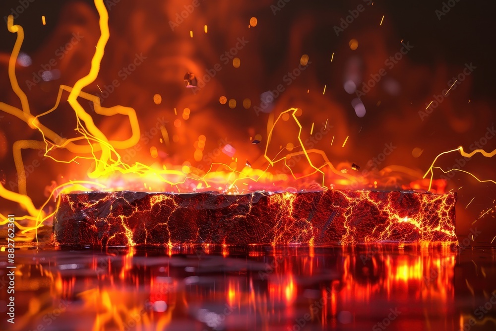A rock with a fire on top of it A rock with a fire on top of it