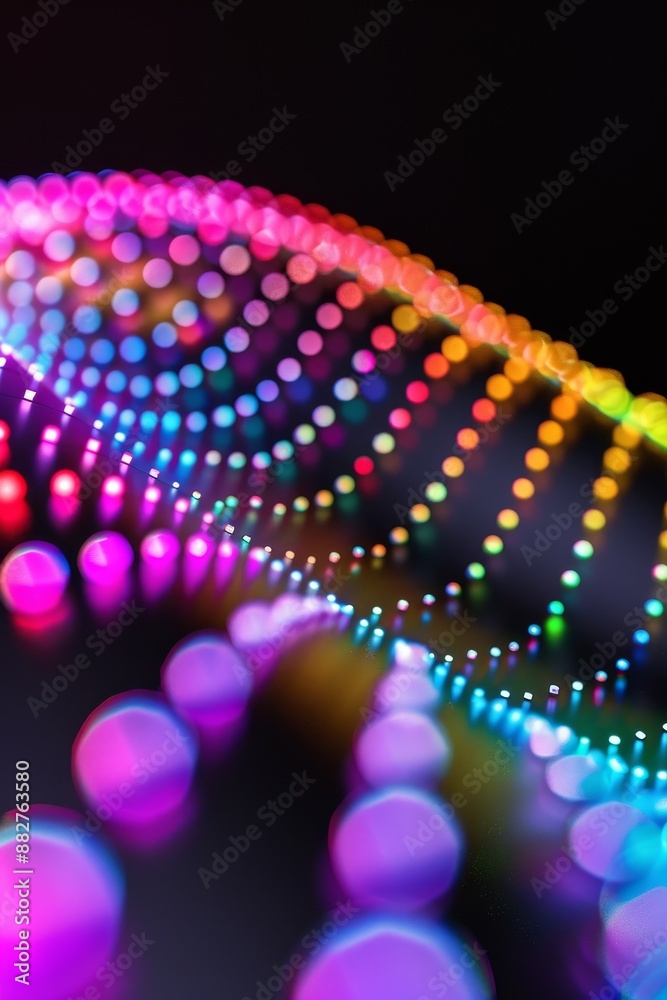 abstract dna double helix structure, colorful lights, science concept, genetic code.