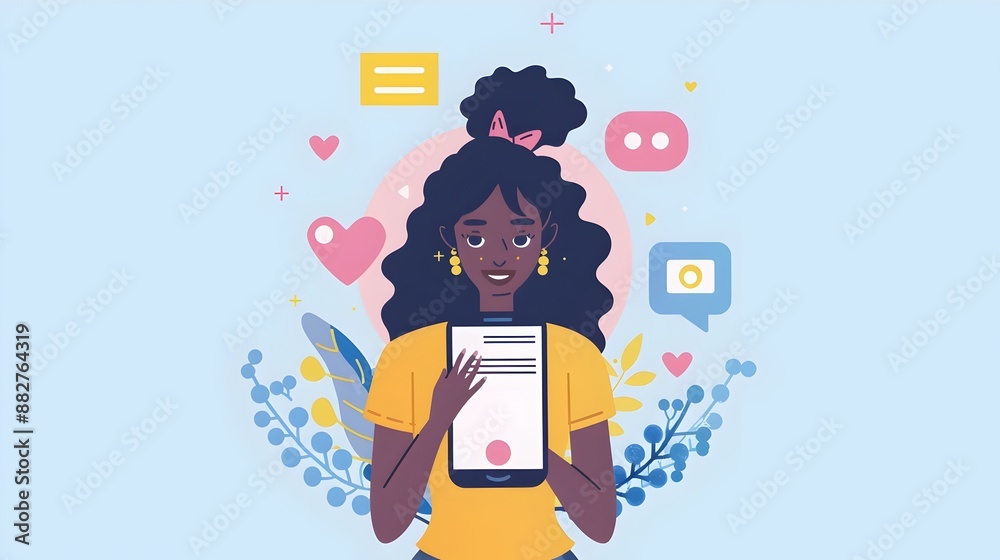 Fototapeta premium Influencer's Post Showcasing Brand and Cross-Platform Promotion