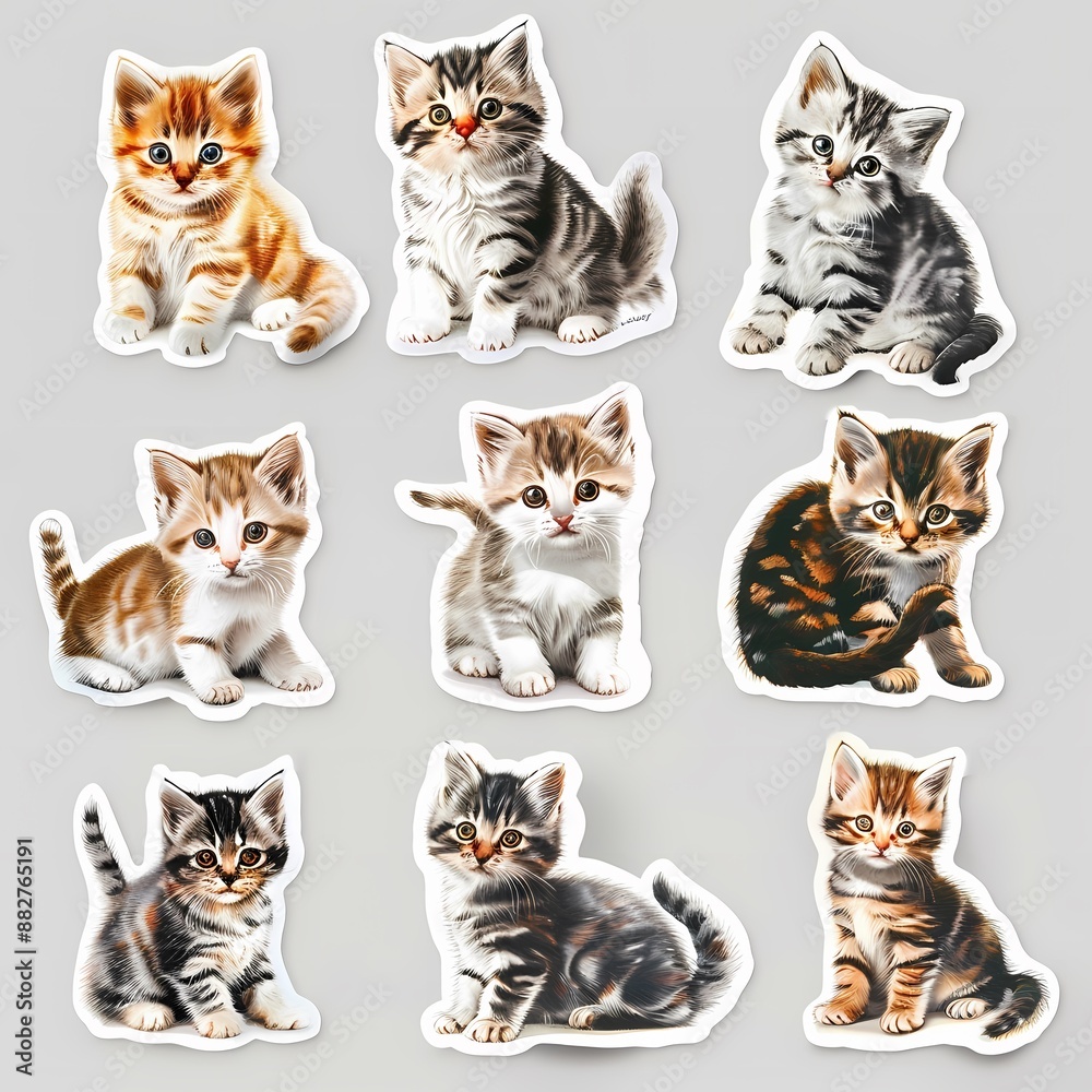 Adorable kitten stickers in various poses for decorating and personalizing your items Adorable kitten stickers in various poses for decorating and personalizing your items