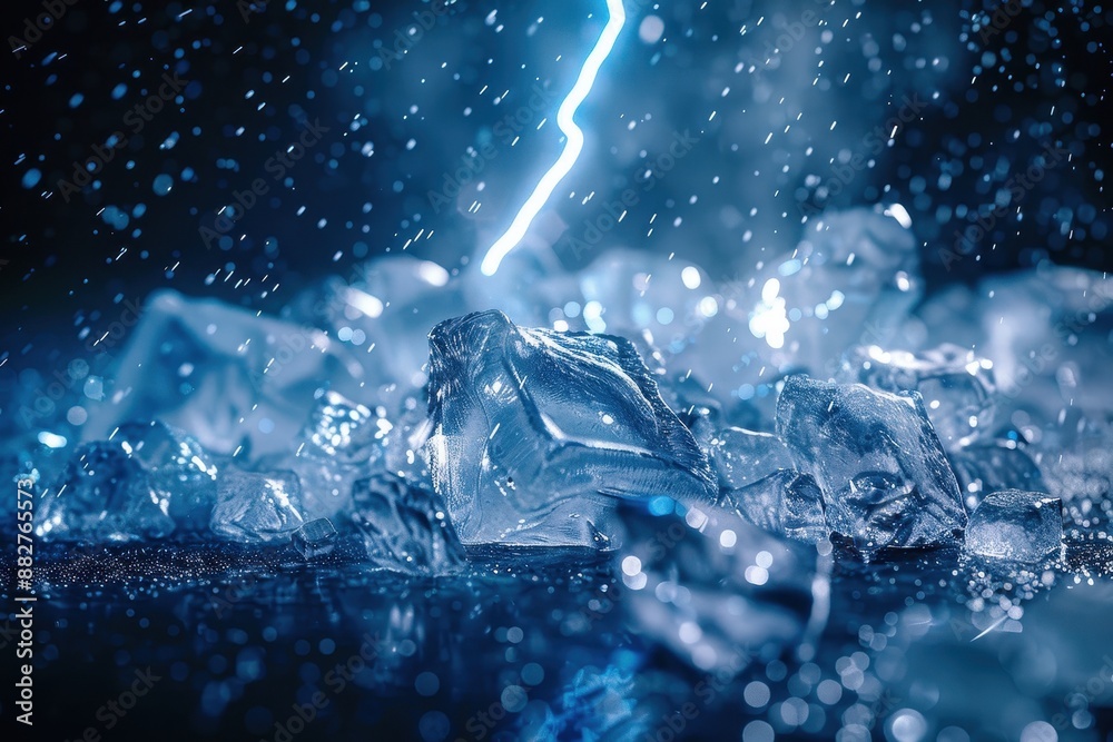 A blue ice block with lightning bolts on it A blue ice block with lightning bolts on it