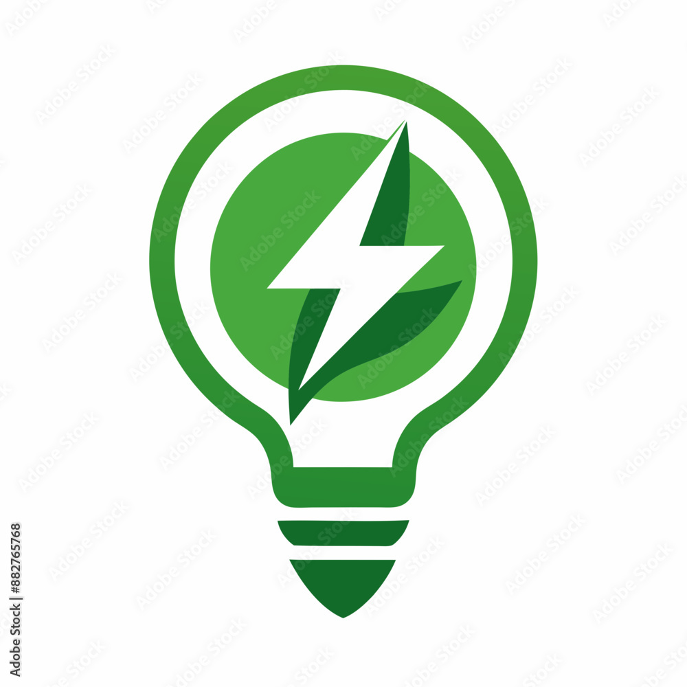Green Energy Bulb Logo Design Element With Lightning Bolt Sign Vector Art Illustration Design. Green Energy Bulb Logo Design Element With Lightning Bolt Sign Vector Art Illustration Design.
