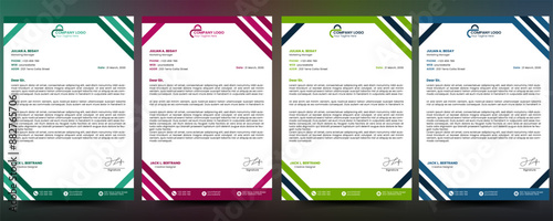 Clean and professional corporate company business letterhead template design with color variation bundle