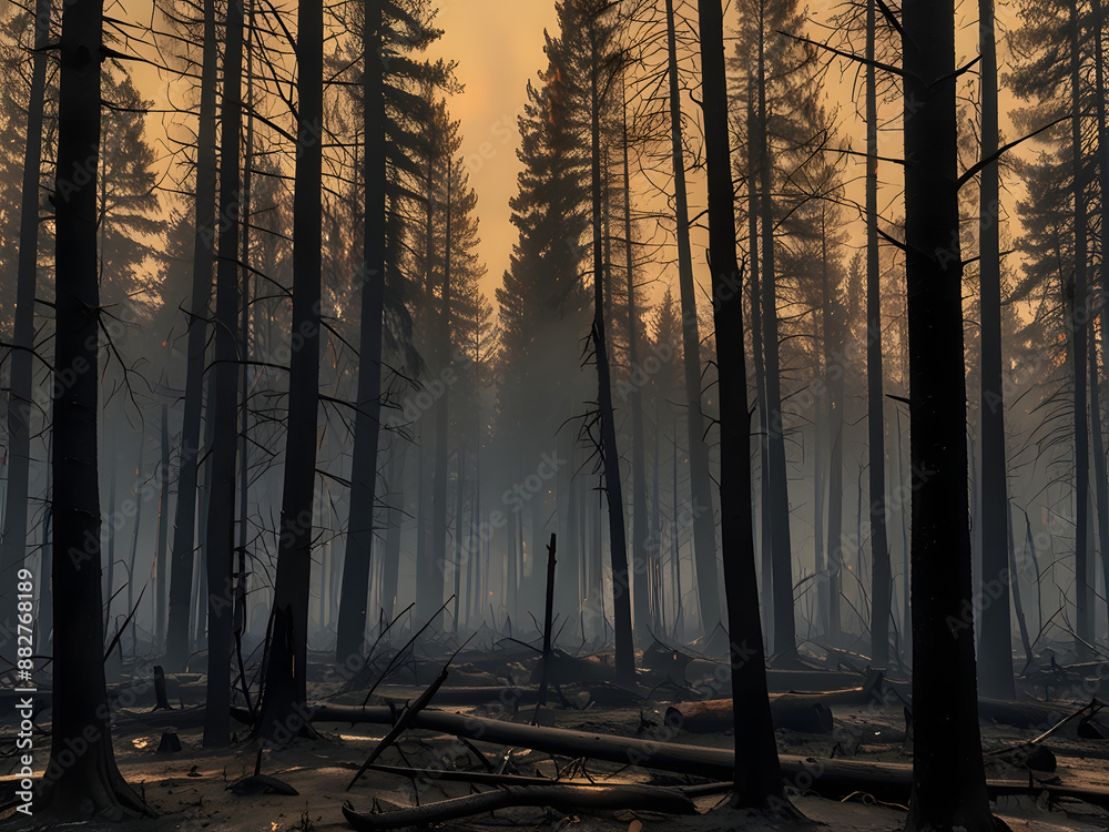 Obraz premium forest after a fire. Ecological catastrophy (1)