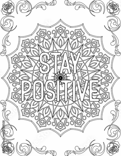 Printable mandala coloring page for kids and adults with motivational quote for self love and self care. it helps to succeed and struggle against life to enjoy the tough journey 