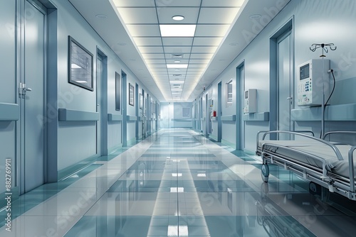 mockup office building interior. with symbol of hospital. 3D rendering