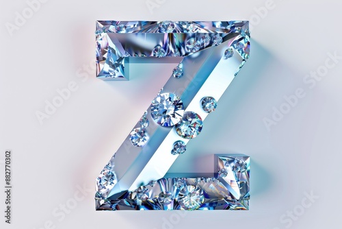 The letter Z is made of diamonds and has a shiny, reflective surface photo