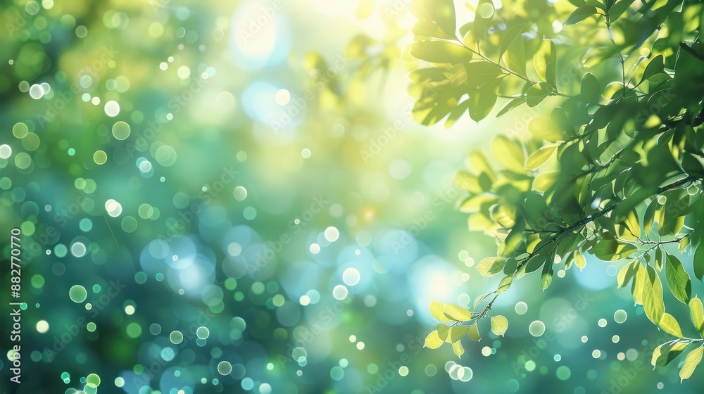 Fototapeta premium blur background of green tree with sky bokeh nature