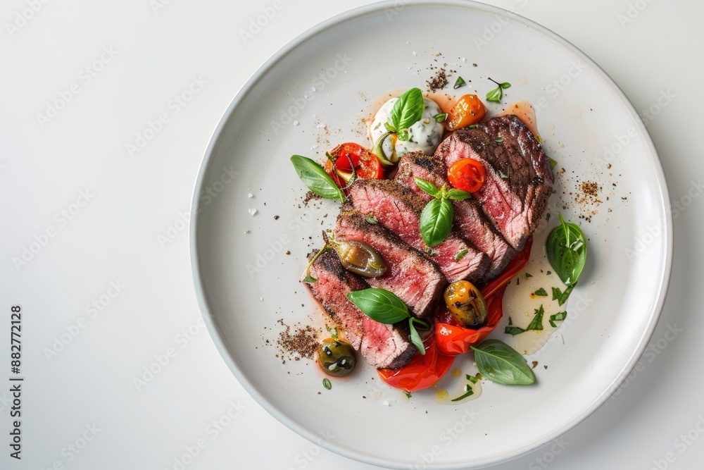 Deliciously Grilled Hanger Steak with Smoky Aioli and Charred Sweet Peppers