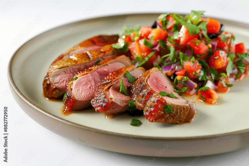Plum Salsa-Topped Seared Duck Breast Delight Plum Salsa-Topped Seared Duck Breast Delight