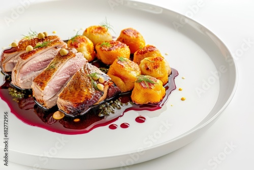 Duck Breast and Butternut Squash Gnocchi in Red Wine Sauce Magnificence