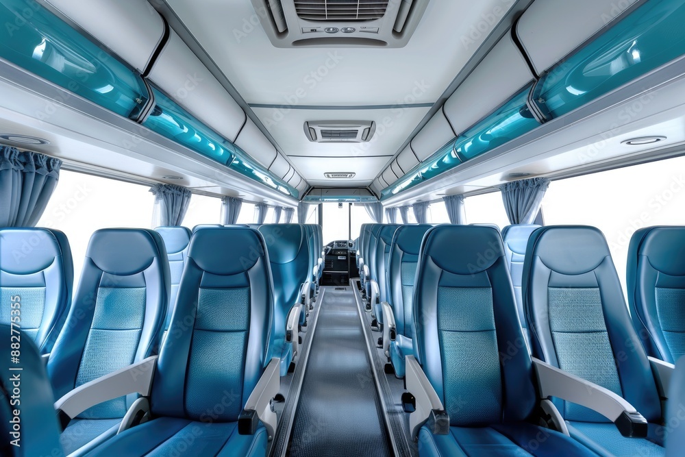 High-resolution image of a commercial bus emphasizing interior design High-resolution image of a commercial bus emphasizing interior design