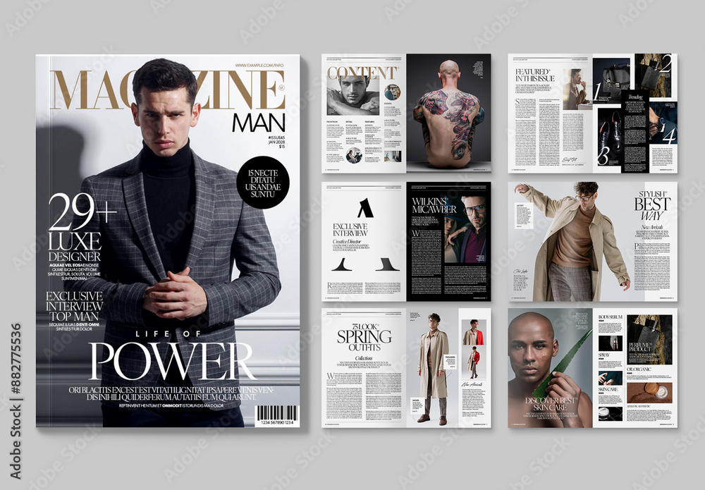 Men's Fashion Magazine Template Stock Template | Adobe Stock