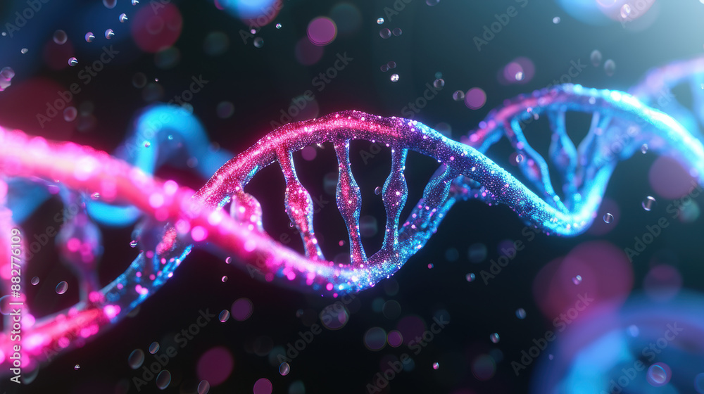 Close-up of a glowing DNA strand with vibrant colors and bokeh background, symbolizing genetics, biotechnology, and scientific research. Close-up of a glowing DNA strand with vibrant colors and bokeh background, symbolizing genetics, biotechnology, and scientific research.