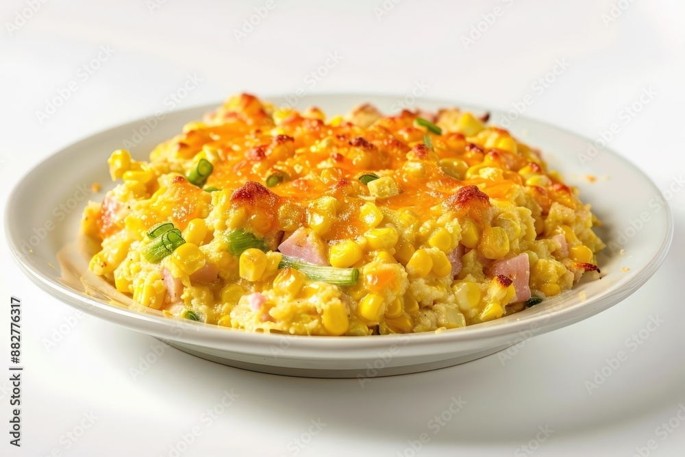 Creamy Corn Casserole with Melted Butter and Savory Smoked Ham Creamy Corn Casserole with Melted Butter and Savory Smoked Ham