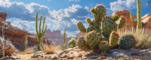 Wallpaper Mural Hardy prickly pear cactus in a southwestern desert, 4K hyperrealistic photo Torontodigital.ca