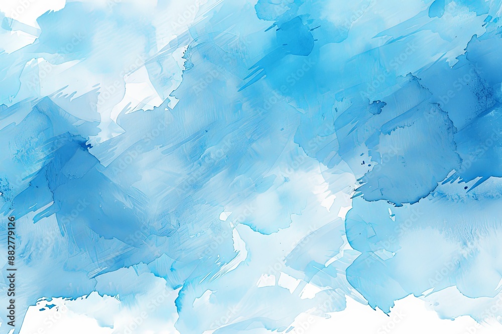 Naklejka premium Abstract Blue Watercolor Background with Soft Pastel Colors, Light Sky-Blue and White, Copy Space Concept, Simple Minimalism, Vector Illustration, Flat Design, High Resolution, Detailed
