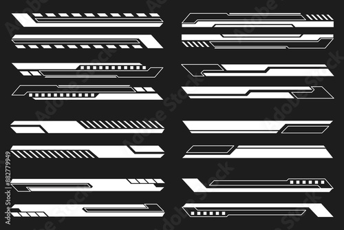 HUD Futuristic Sci-Fi Header and Footer Elements Set