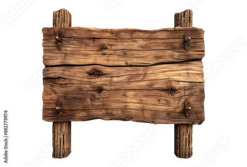 Photo of a wooden sign isolated on transparent background
