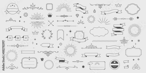 Vintage decorative ornament design elements in doodle style hand drawn vector illustration