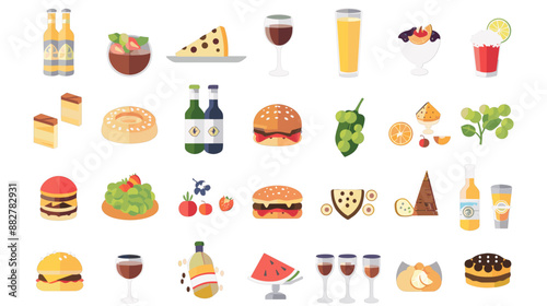 Food & drinks flat icons set