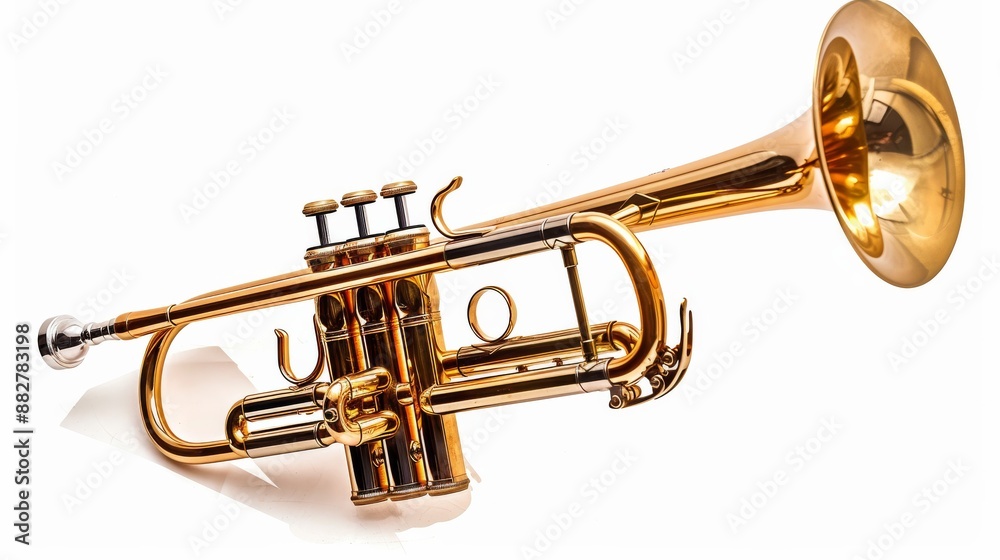 Obraz premium Brass Trumpet on White Background