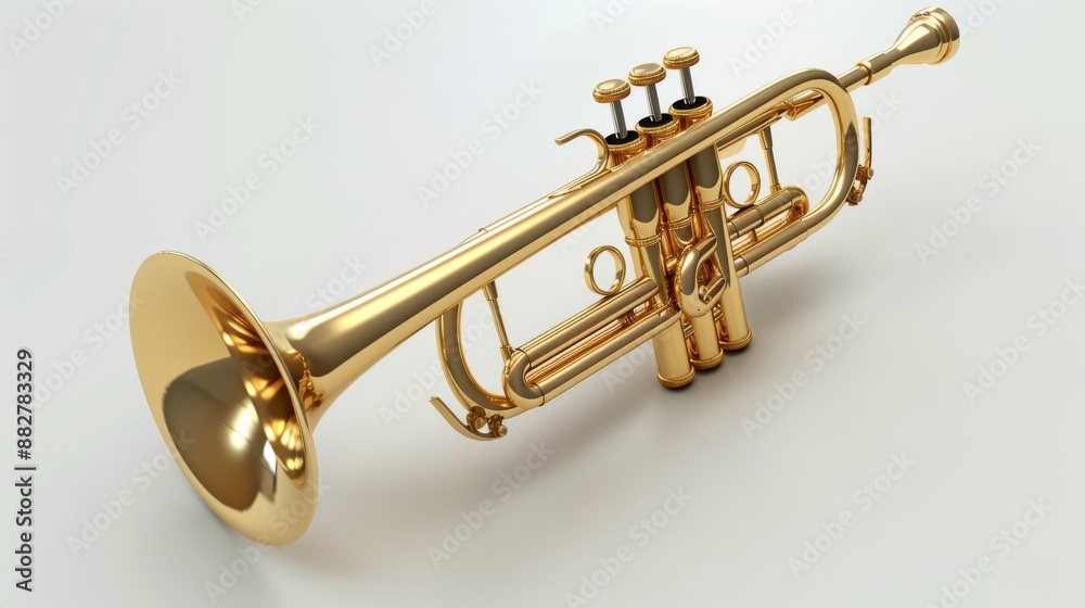 Obraz premium Close-Up of a Trumpet on a White Background