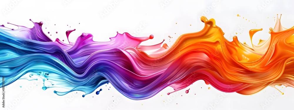 Abstract colorful background with flowing paint waves isolated on white, vibrant color design element for creative concept and idea illustration poster or banner template Abstract colorful background with flowing paint waves isolated on white, vibrant color design element for creative concept and idea illustration poster or banner template