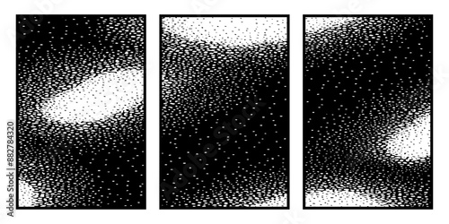 Set of 3 Abstract black and white pattern. For use in graphics. Minimalist illustration for printing on wall decorations