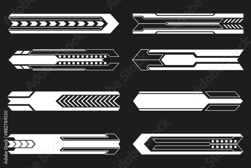Cyberpunk Futuristic Horizontal Divider Graphic Set HUD Interface Elements