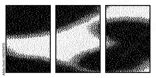 Set of 3 Abstract black and white pattern. For use in graphics. Minimalist illustration for printing on wall decorations