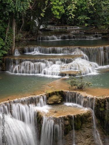Huai Mae Khamin Waterfall in Kanchanaburi, Thailand