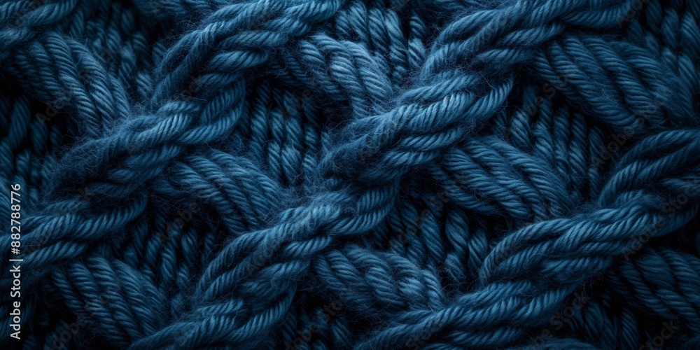 Closeup of blue woven rope texture background, yarn, textile, knitting concept Closeup of blue woven rope texture background, yarn, textile, knitting concept