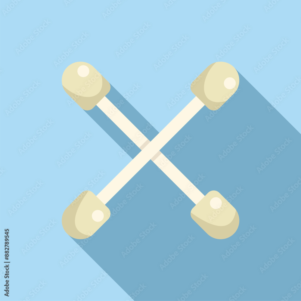 Two cotton swabs crossing with each other making a cross shape Two cotton swabs crossing with each other making a cross shape