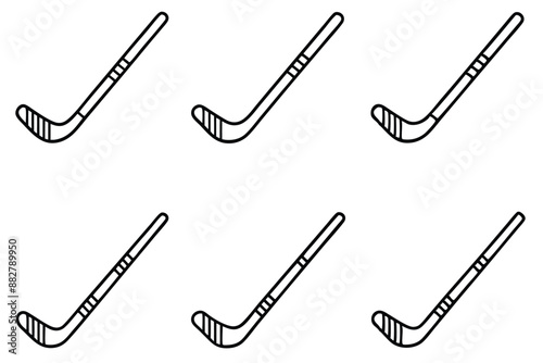 Hockey Stick Simple Line Drawing Concept