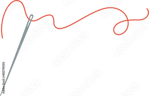 Embroidery thread and needle logo, vector sewing craft decoration element, doodle embroidery supplies design, hand drawn dressmaking accessories object, flat tailor tool illustration,