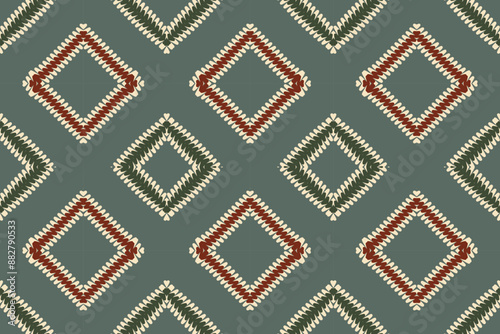 Abstract Ikat Art Seamless Pattern Folk Embroidery Aztec Geometric Art, Geometric Ethnic, African Ikat Paisley Embroidery. Navajo, Seamless Pattern