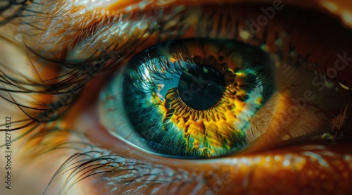 Close Up of a Green Eye With Reflections