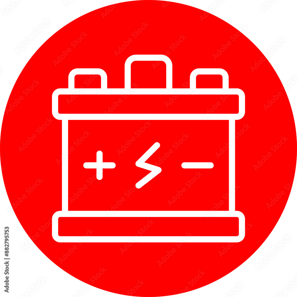 Battery Vector Line White Circle Red Battery Vector Line White Circle Red