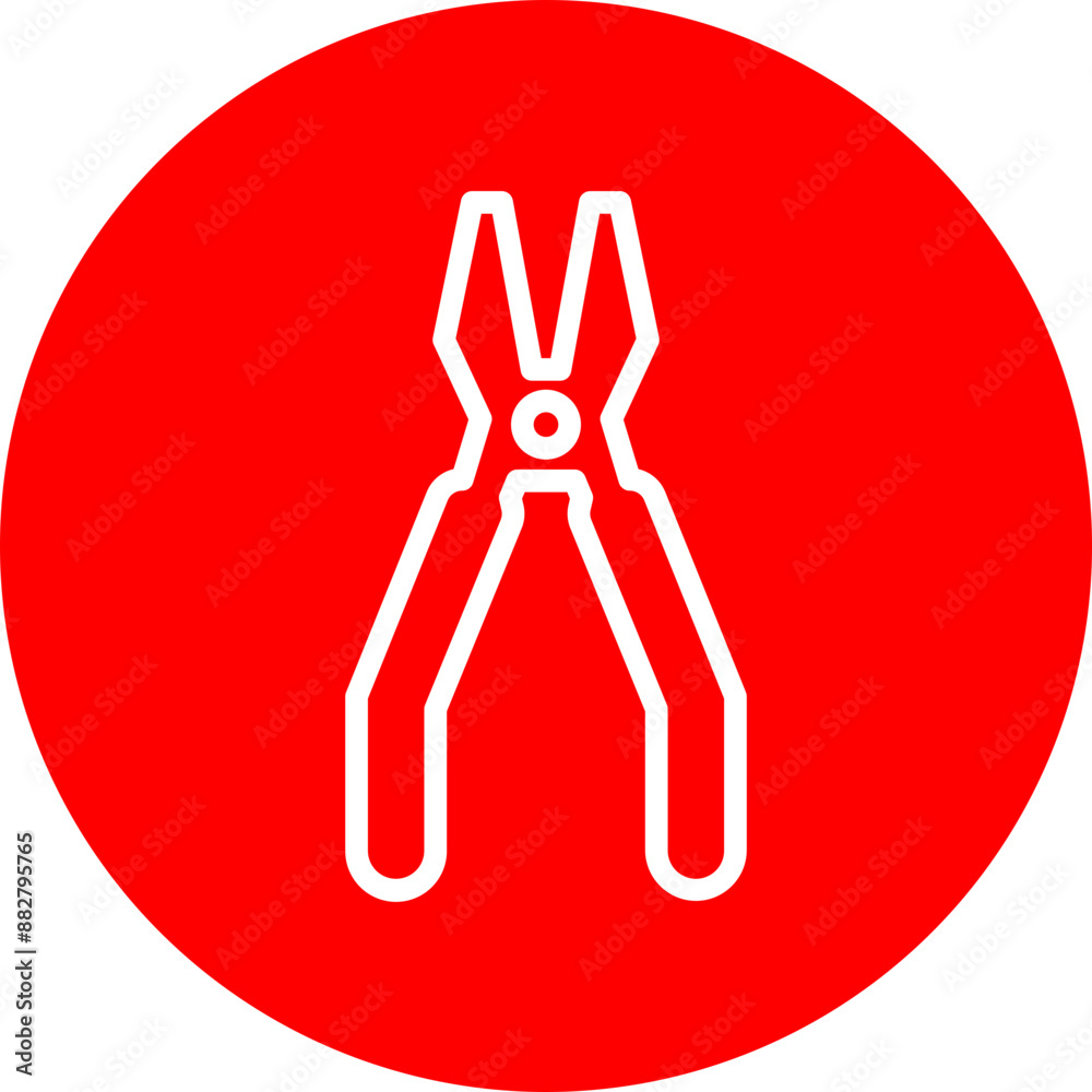 Pliers Vector Line White Circle Red Pliers Vector Line White Circle Red