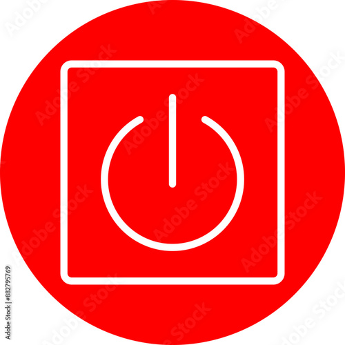 Turn On Vector Line White Circle Red