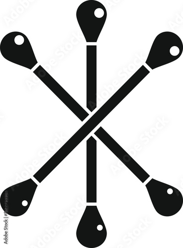 Black glyph icon representing five cotton swabs forming a star shape