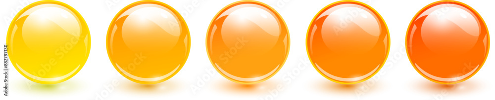 Glass balls orange, 3D shiny spheres collection. Glass balls orange, 3D shiny spheres collection.