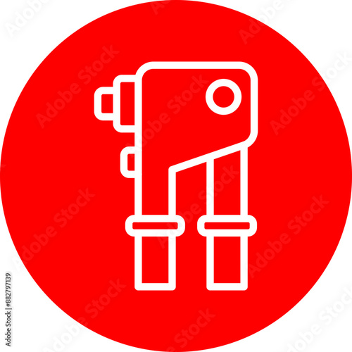 Riveter Vector Line White Circle Red photo