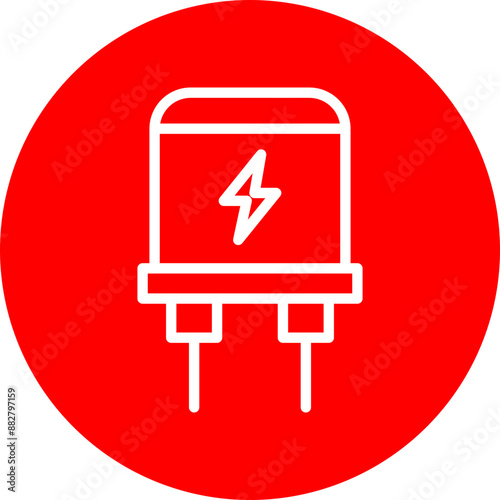 Capacitor Vector Line White Circle Red