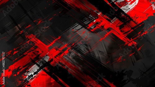 A black and red abstract background with splatters.