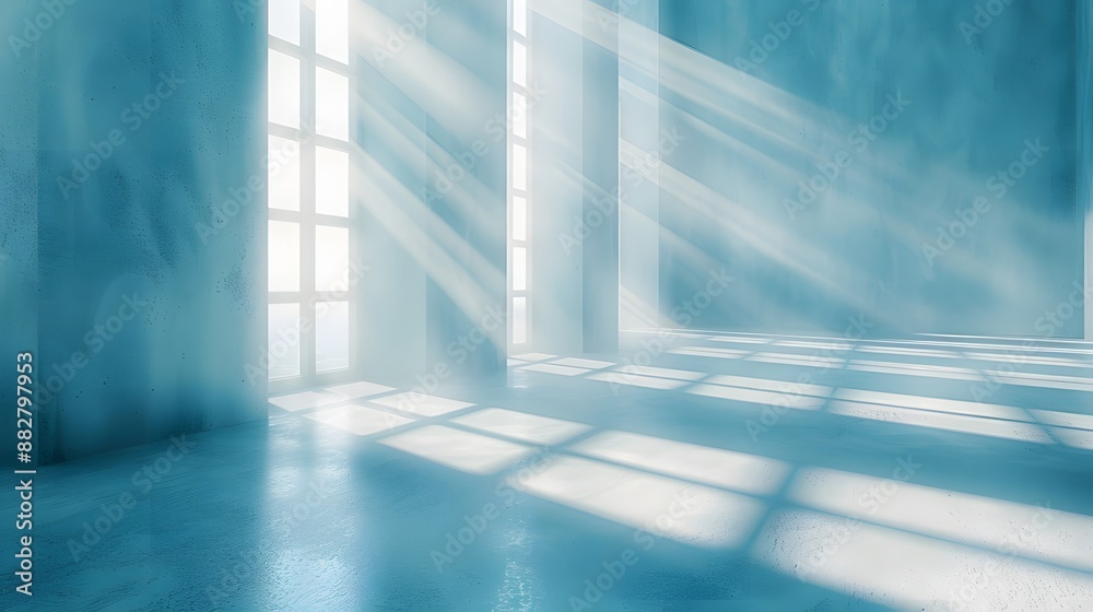 Obraz premium Sunlight Streaming Through Large Windows in a Serene, Empty Room