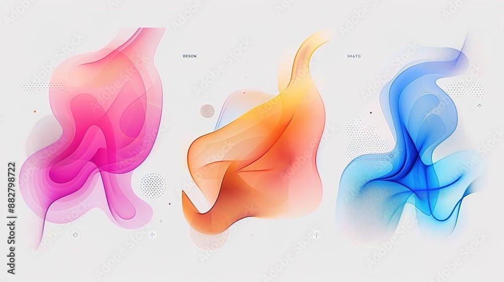 Fototapeta premium Liquid shape frame treatment colorful set. illustration