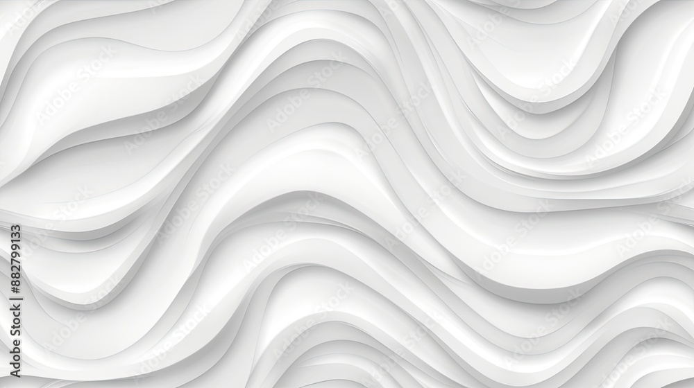 Fototapeta premium A close-up shot of a smooth, white fabric with flowing, wave-like folds. The soft, light texture creates a calming and elegant feel SEAMLESS PATTERN